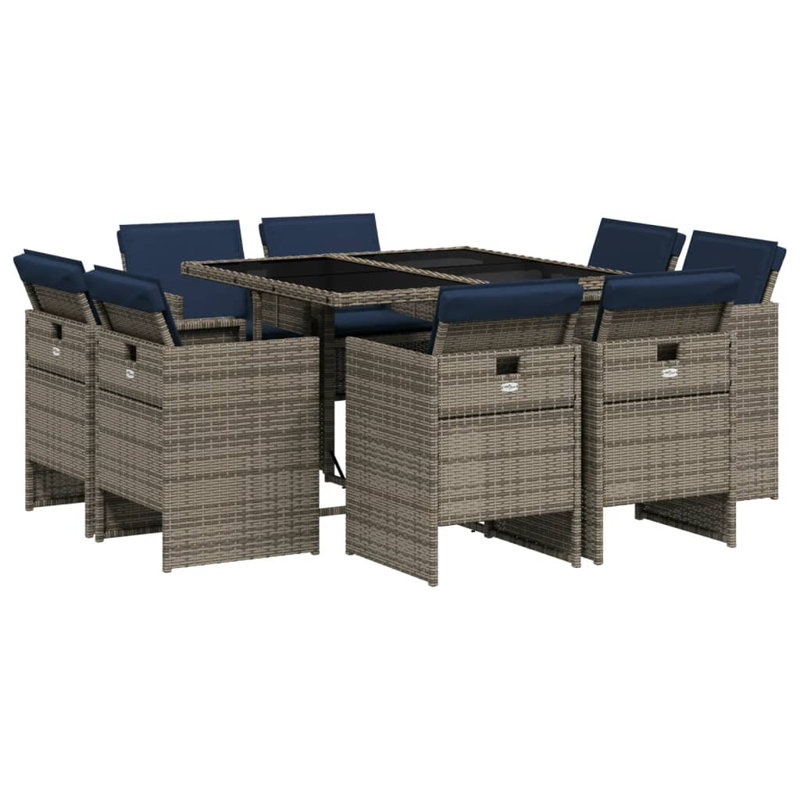 Ensemble repas avec coussins Hokku Designs, Bleu, Gris, 8