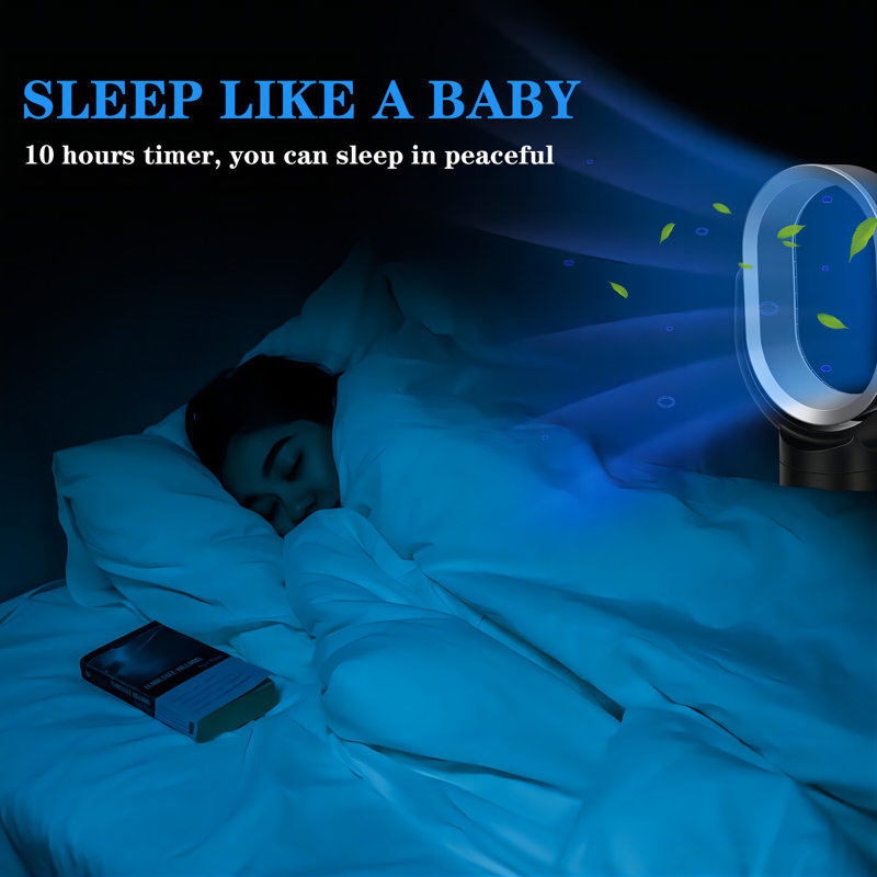Oscillating Bladeless Tower Fan with Remote Control 10 Speeds Setting 10H Timer Adjustable Tilt, 24.4" H x 9.84" W x 9.84" D
