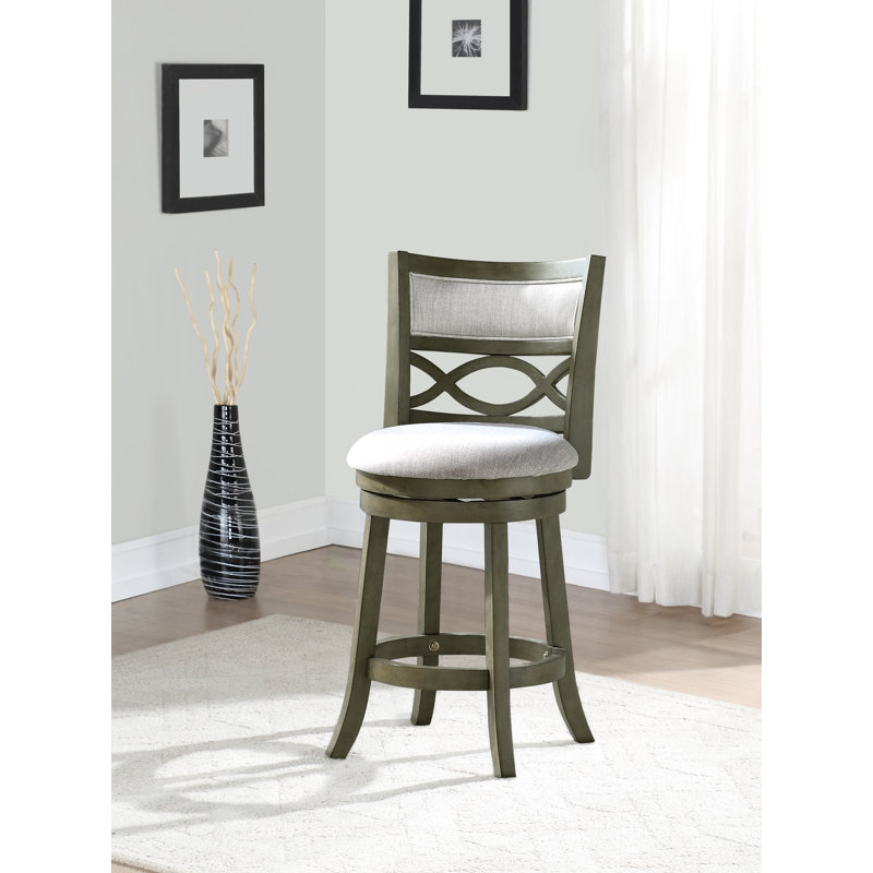 Kopasz Swivel Stool, Antique Gray 1, Counter Stool (24” Seat Height)