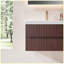Meuble-lavabo flottant mural 24 po avec lavabo en acrylique intégré blanc, armoire en contreplaqué pré-assemblée avec 2 tiroirs, noyer foncé