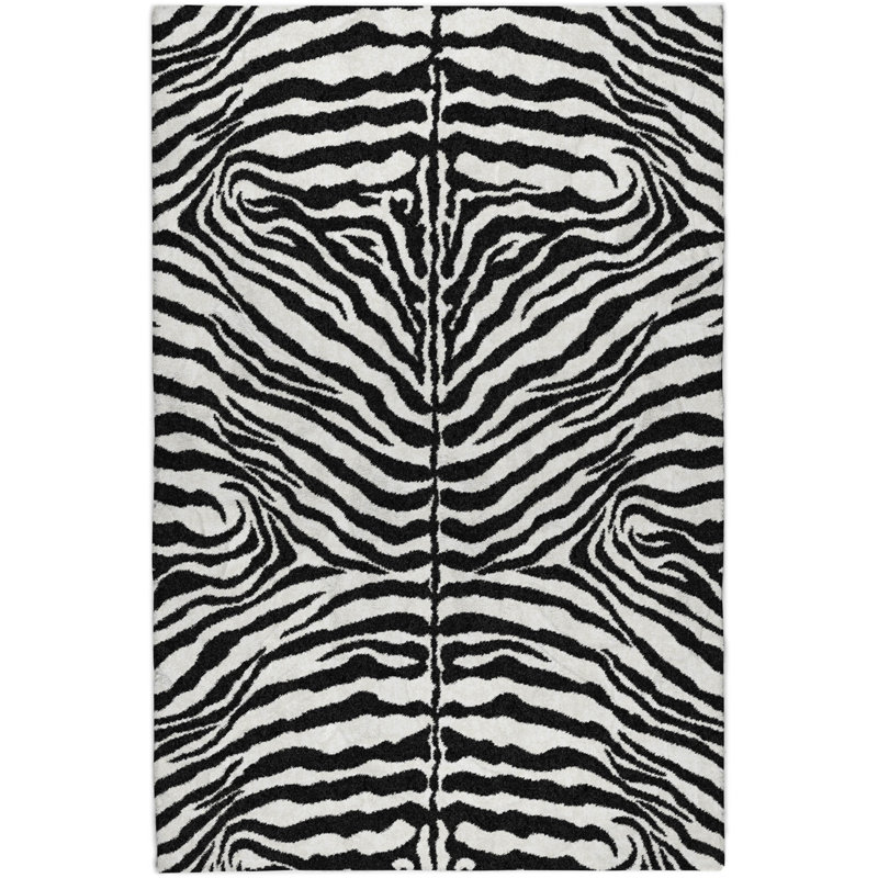 Premium Machine Washable Dream Shag Zebra Rug, Pearl, 10' x 14'