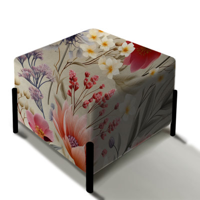 Pastel English Countryside Floral Pattern - Floral Square Ottoman
