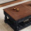 Table basse à plateau relevable avec compartiments de rangement cachés et tablette inférieure Rylorix