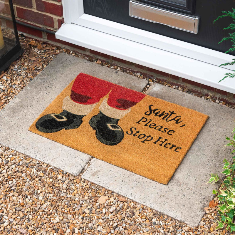 Nicola Spring - Christmas Coir Door Mat - 60 x 40cm - Santa