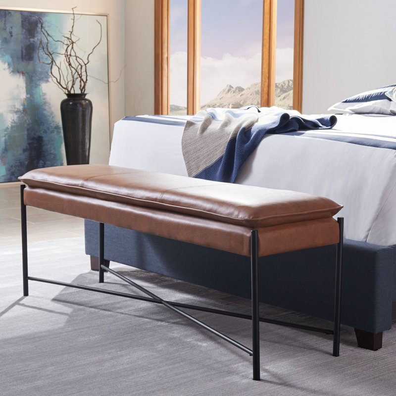 Banc en cuir végétalien Braylon, Brun