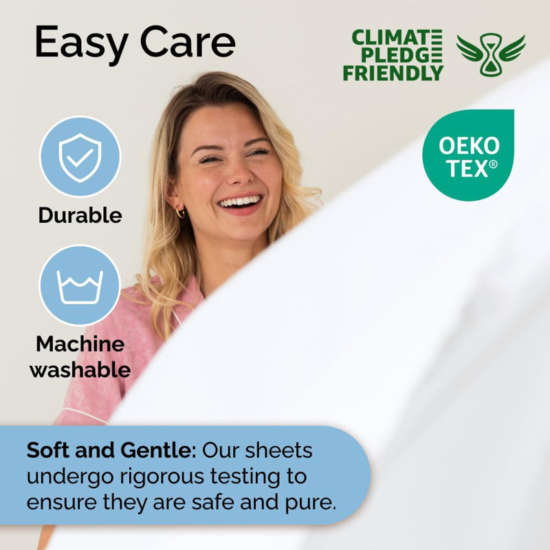 6 Piece Sheet Set, Soft Cooling Bed Sheets, Breathable & Wrinkle Free, Hotel Luxury Bedding, Queen Sheet Set + 4 Pillowcases