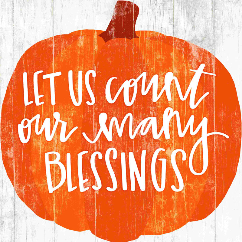 «Blessings Pumpkin», art textuel sur toile tendue, L 12 po x H 12 po