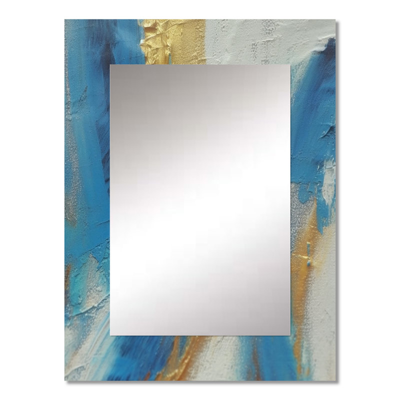 Sudden Sensuality, turquoise abstrait et or - grand miroir abstrait, décoration murale miroir doré, 32 po x 24 po