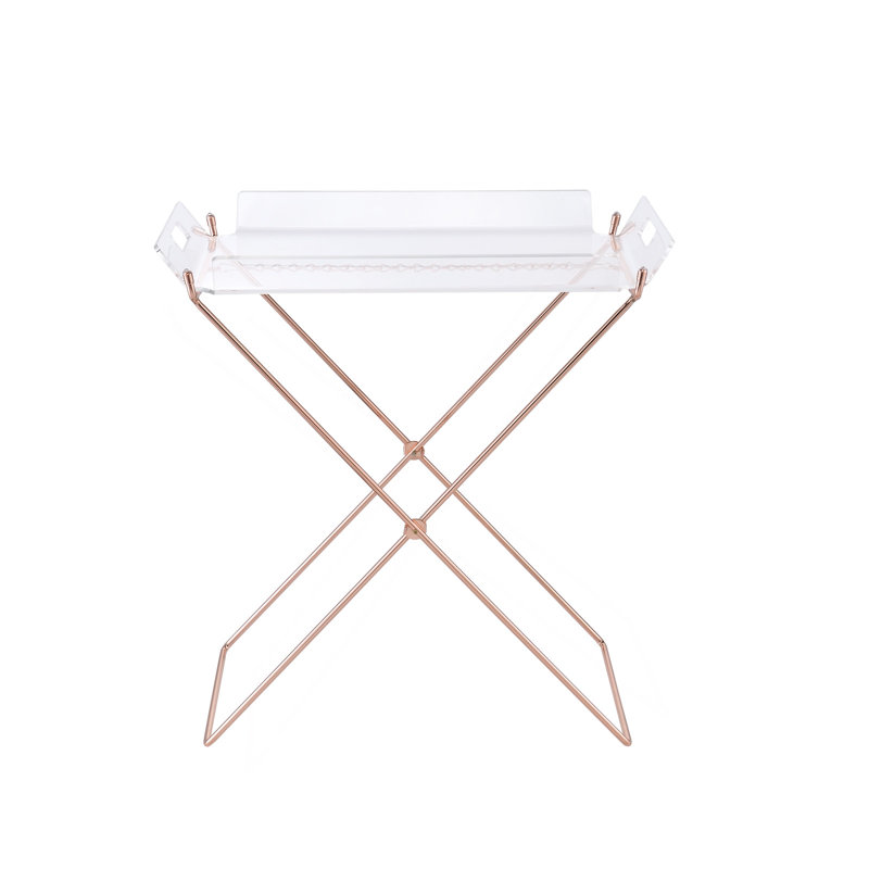 Clear Acrylic & Copper Finish Tray Table