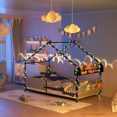 Twin Metal Canopy Bed Storage House Bed
