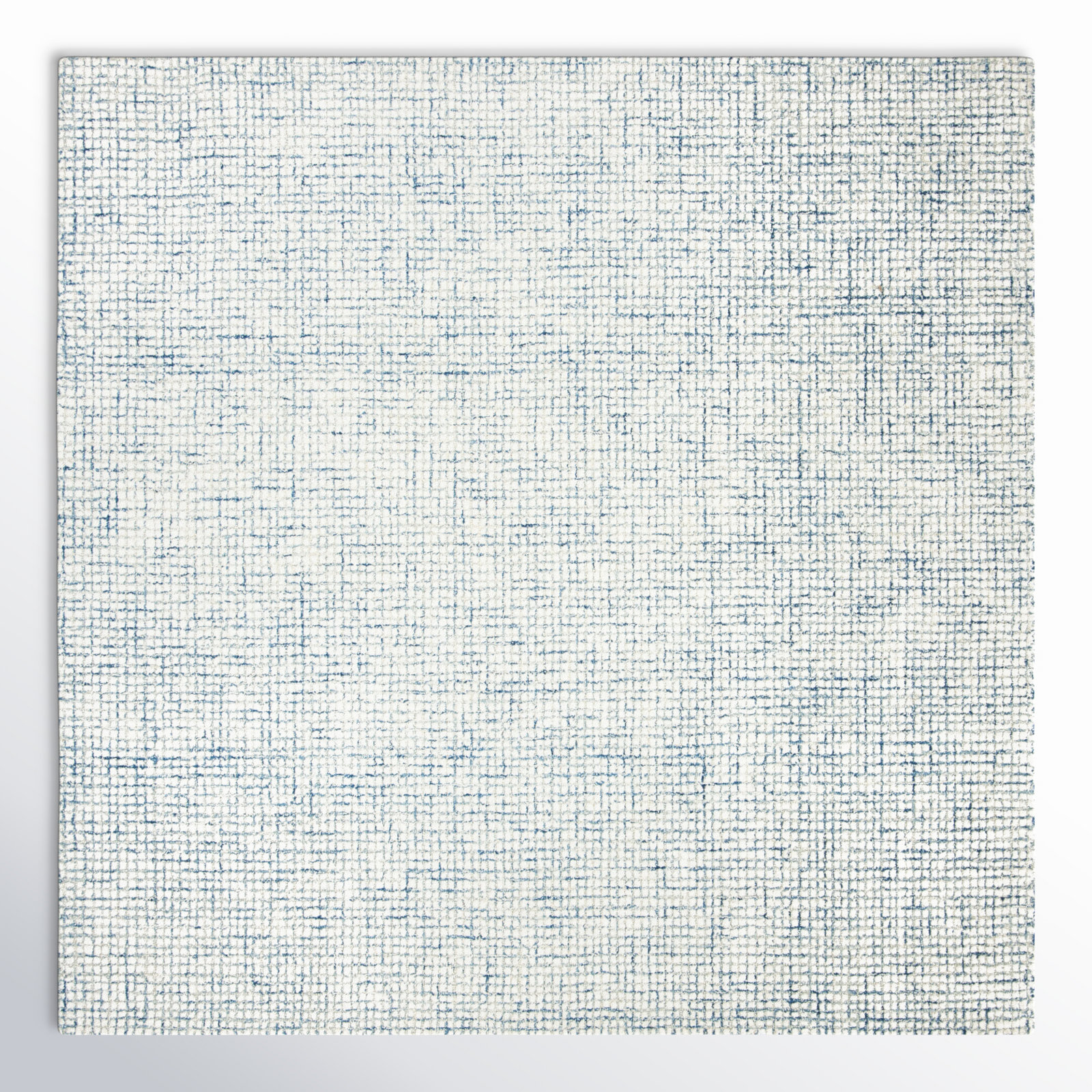Rowe Ivory Blue Hand-Tufted Striped Rug, Square 10'
