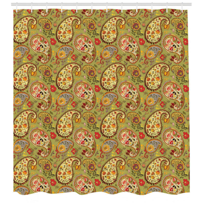 Paisley Shower Curtain with Hooks Included, 69" H x 105" W