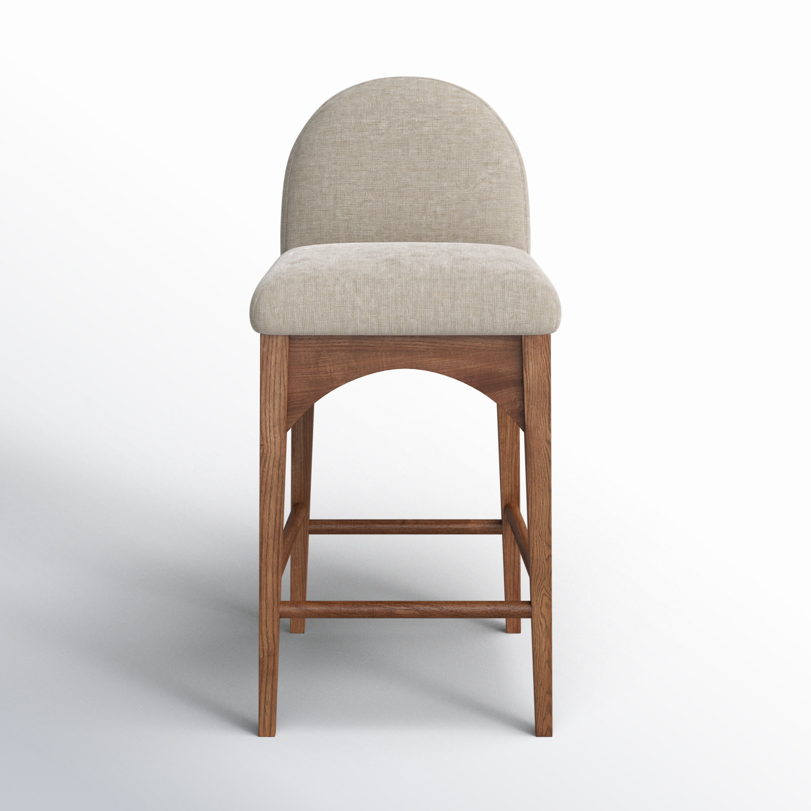 Waldorf 27" Bar Stool, Beige Chenille, Walnut