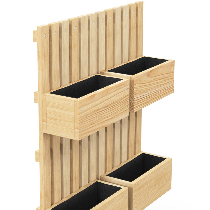 Jardinière surélevée avec treillis pour plantes grimpantes, 31,5 po de hauteur, 4 boîtes, réglable, auto-drainante, jardinière en bois naturel