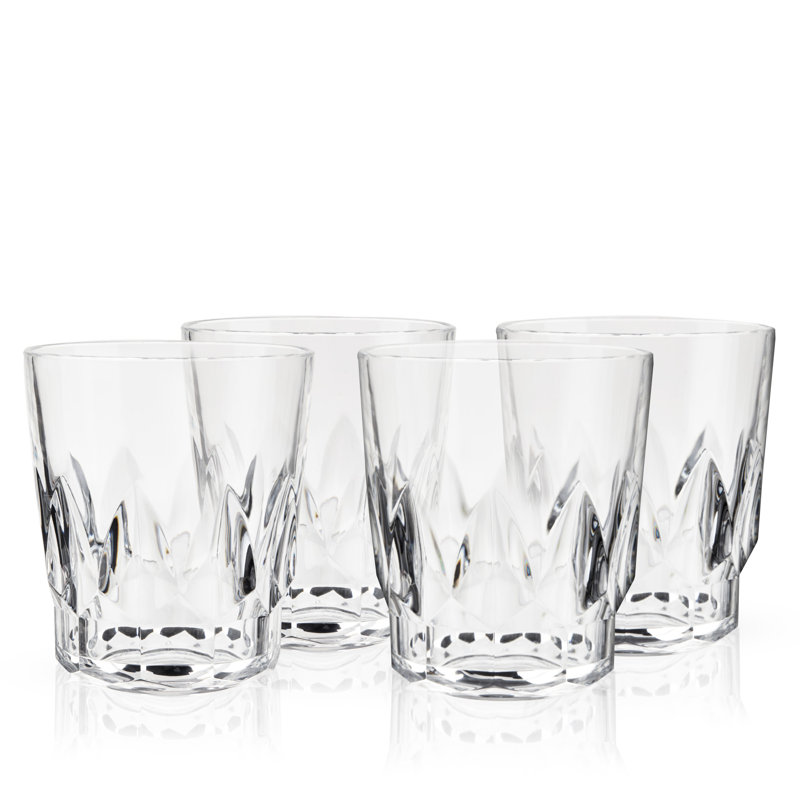 Viski Shatterproof Clear Acrylic Double Old Fashioned Glasses Set of 4