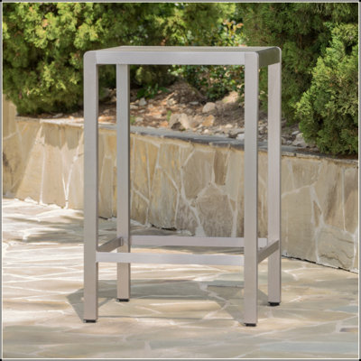 Table de bar d'extérieur avec cadre en aluminium et plateau en verre