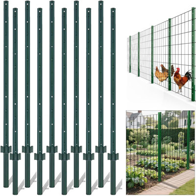 Support robuste - Paquet de 10 poteaux de clôture en U en U avec plaques d'ancrage, sans creusage, antirouille, clôture extérieure et poteau de signalisation pour jardin, cour, ferme - noir, 7 pi (213,4 cm)