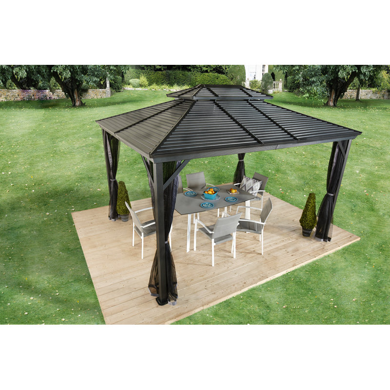 Sojag 10' X 12' Ventura II Hardtop Gazebo Outdoor Weather-Resistant Aluminum Frame Sun Shelter