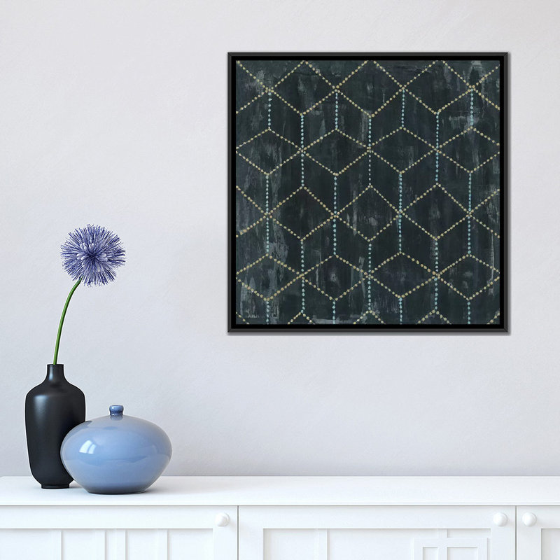 «Geometric V», impression sur toile, H 18 po x l 18 po x P 1,5 po, Pas de tapis, Toile avec cadre noir