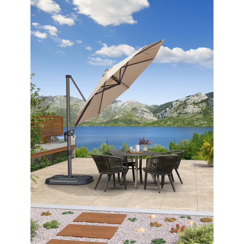 Sturdy Cantilever Parasol, Beige, 274cm H x 335cm W x 335cm D