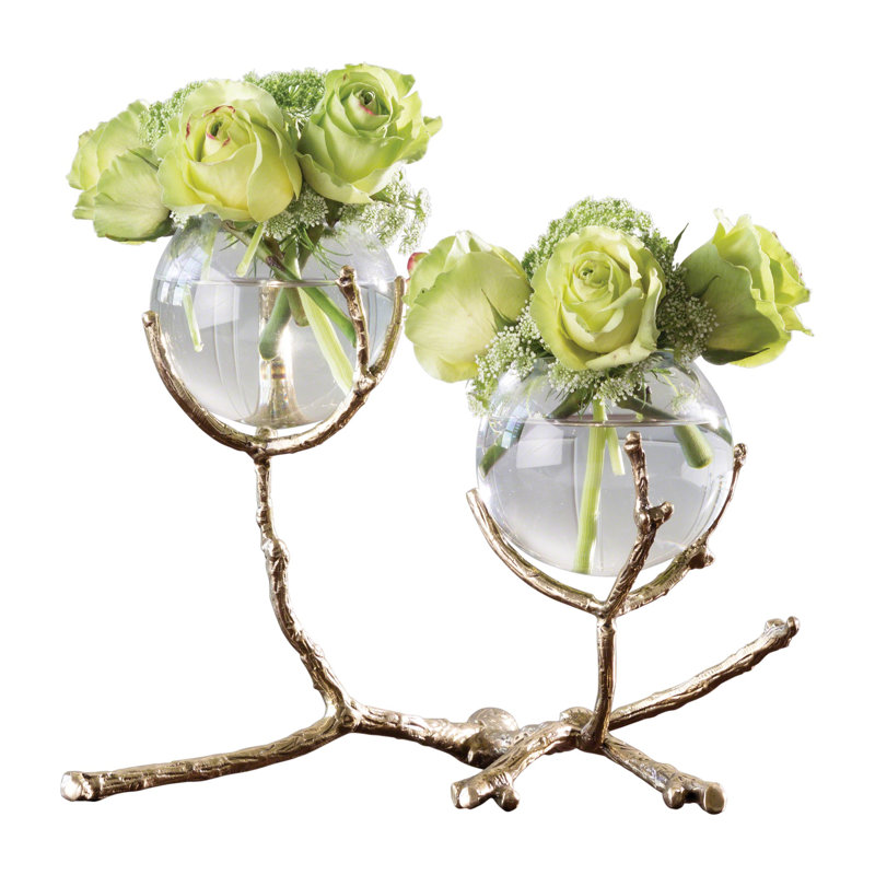 Twig Glass Table Vase, Brass