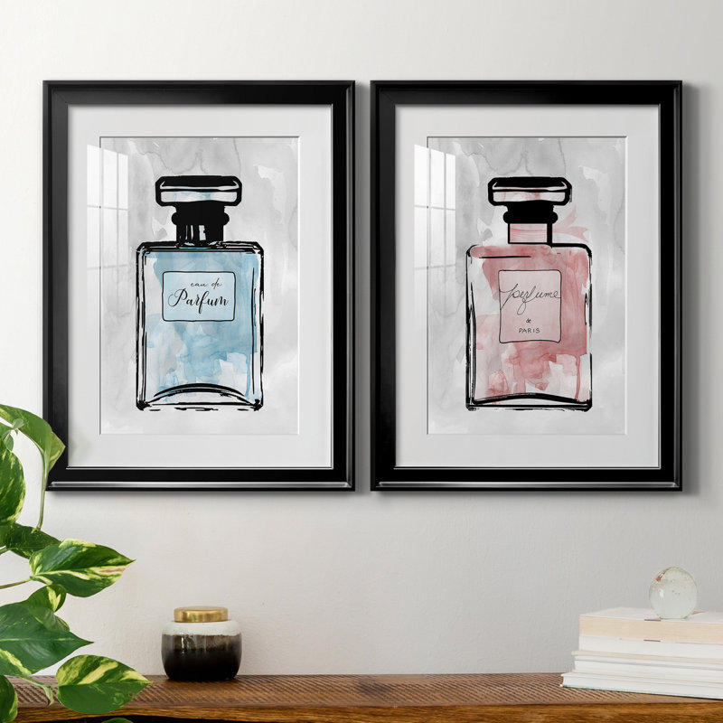 «Blue Wash Perfume», ensemble de 2 reproductions d'art, H 18,5 po x l 49 po x P 1,5 po, H 31,5 po x l 47 po x P 1,5 po, Blanc