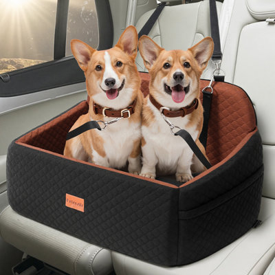 Dog Car Seat for Medium/Large Dog Booster Seat for Dogs Under 60 lbs or 2 Small Dogs, Multi-Functional Pet Car Seat with Cushion