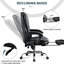 Fauteuil de bureau inclinable massant - 6 points de vibration, revêtement, rotation à 360 ° avec repose-pieds chauffant, soutien lombaire, revêtement en cuir noir