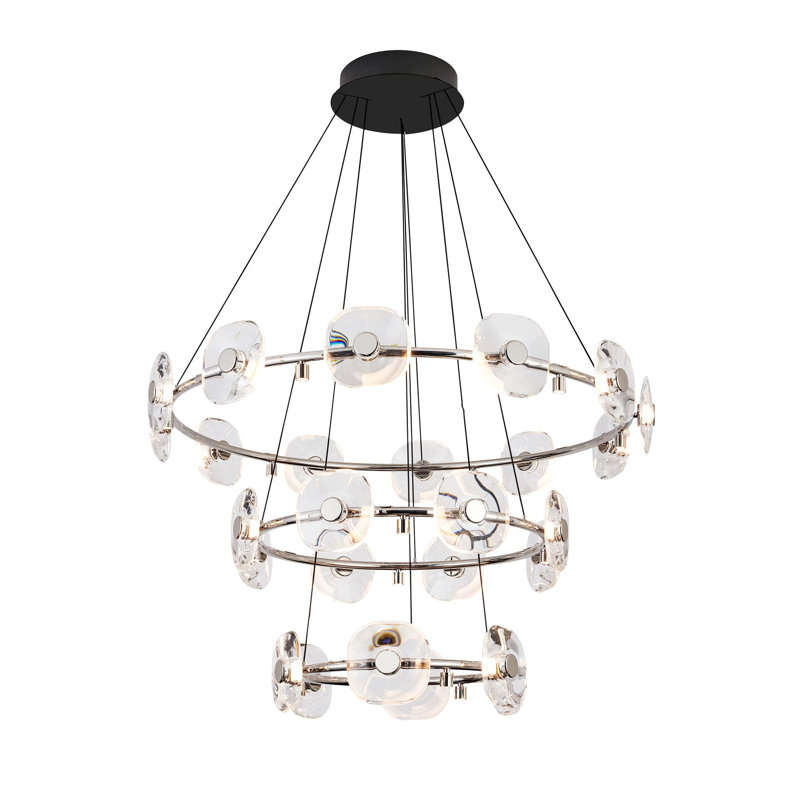 Lustre Celestia à 3 niveaux avec 26 lumières DEL intégrées, 27.5" H x 49" W x 49" D
