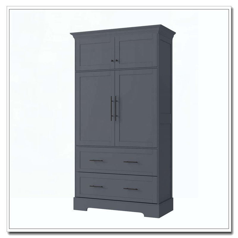 72.6'' Kitchen Pantry, 4 Doors Dining Storage Cabinet with Pull-out Trays, Drawers and Cake Pan Storage, Grey