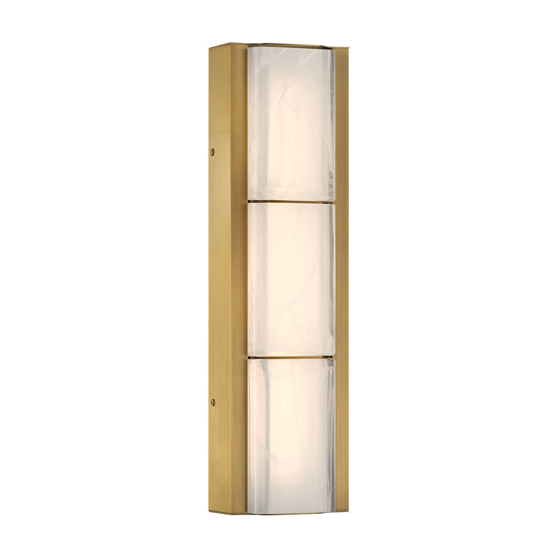 Meuble-lavabo, 18 po, laiton antique, verre strié blanc, 18"
