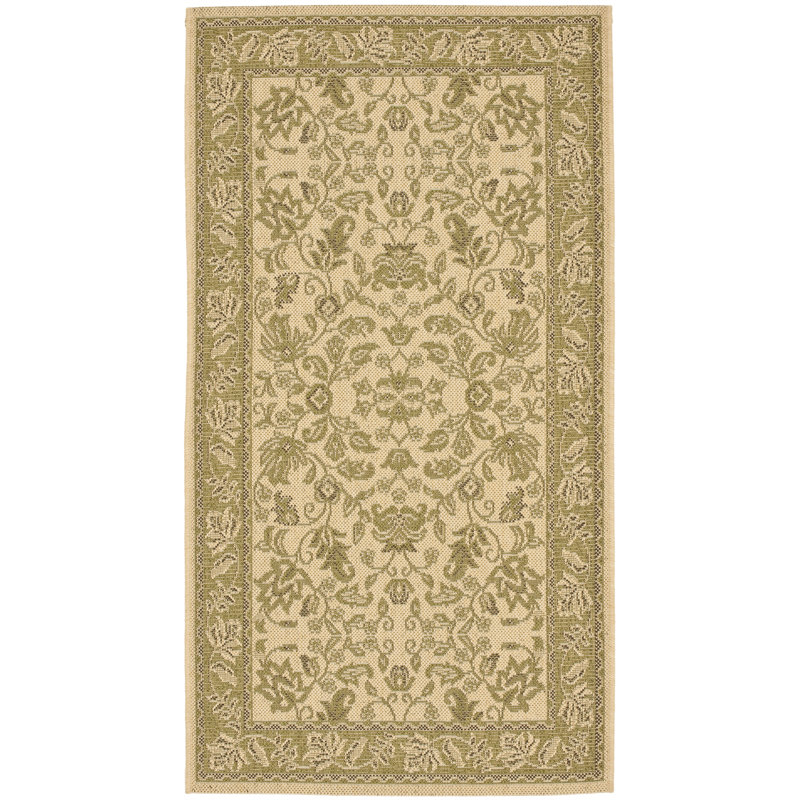 Tapis oriental crème / olive Arneshia, Rectangle 2 pi 7 po x 5 pi