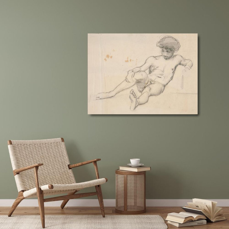 «Reclining Nude figure» par John Singer Sargent - Art mural sur toile tendue avec châssis, H 40 po x l 28 po