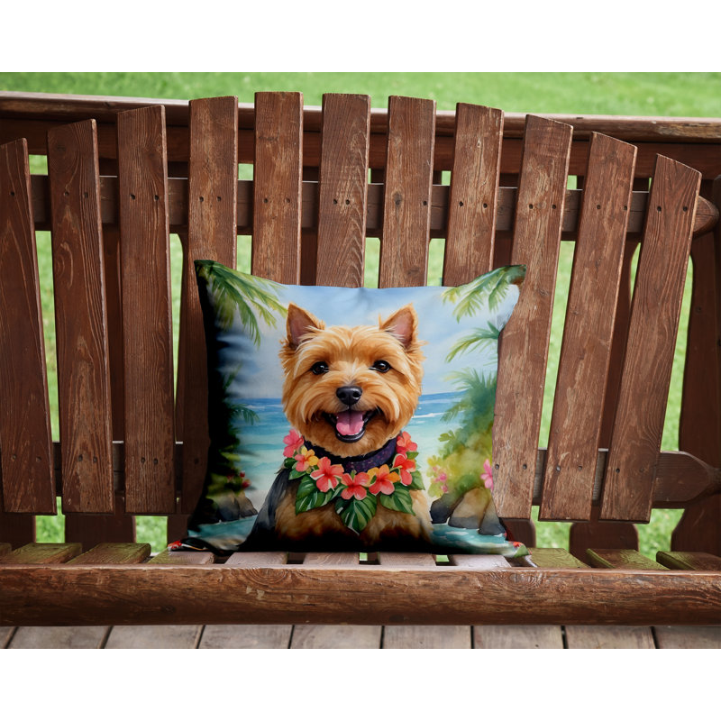 Coussin décoratif Norwich Terrier Luau, H 14 po x l 14 po
