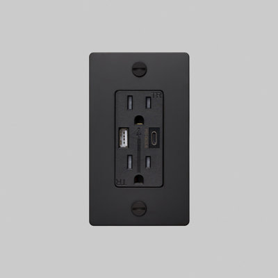 Prise de courant combinée 1G et chargeur USB-A + C / sans logo