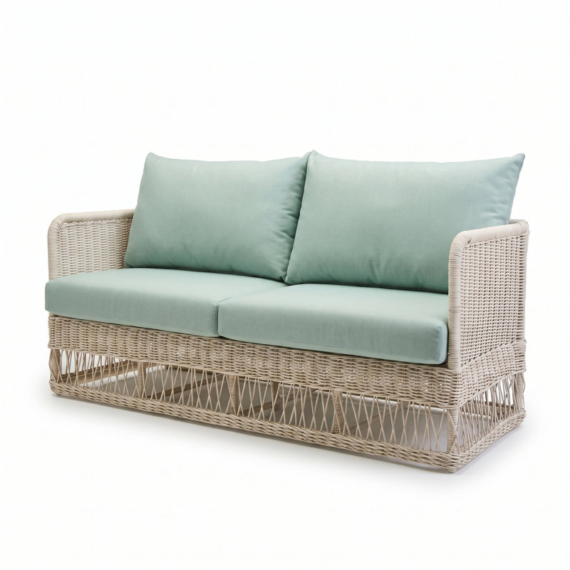 Destin Pebble Outdoor Patio Sofa - Canvas Spa, Canvas Spa, White