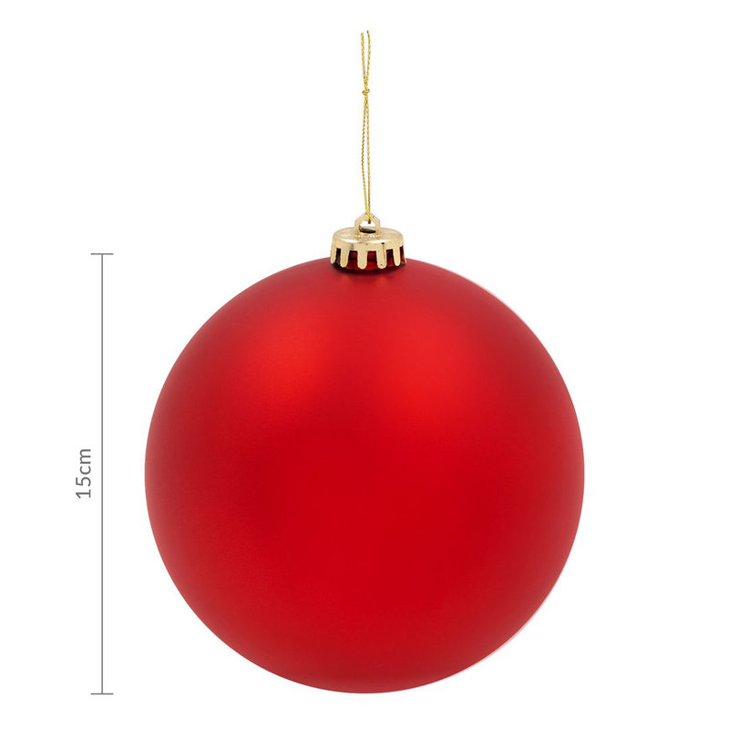 15cm Solid Colour Shatterproof Bauble, Red