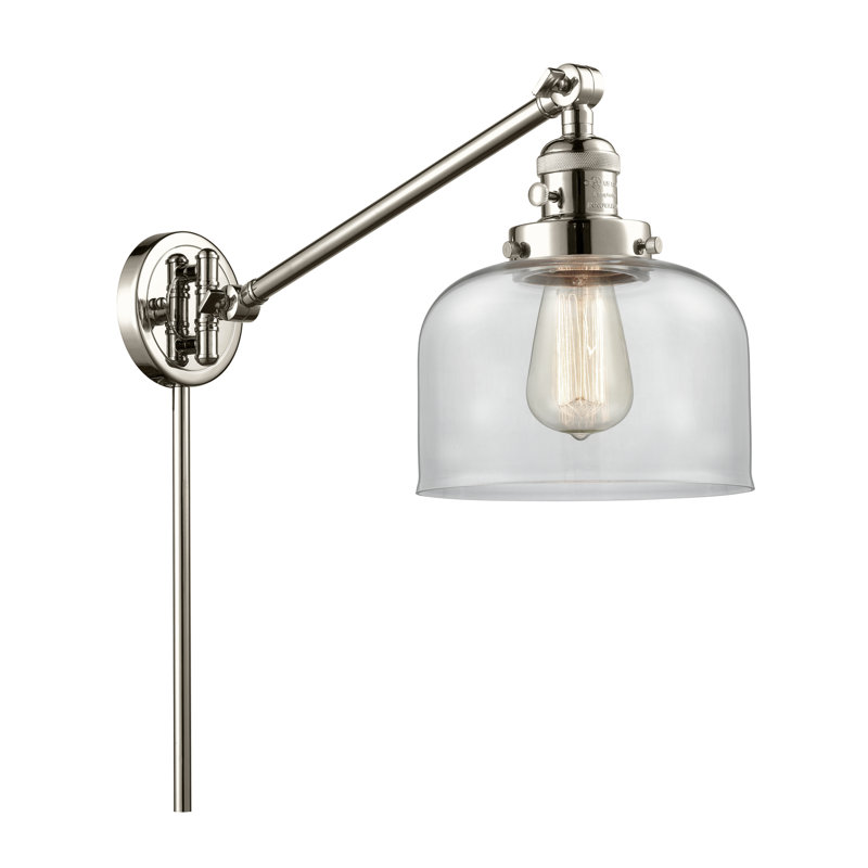 Bras pivotant à 1 lumière à intensité variable Talton, Ampoule DEL rétro de 3,5 watts, Transparent, Nickel poli