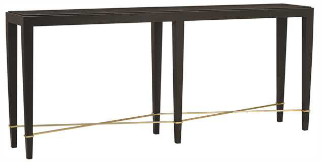 Verona 76'' W Solid Wood Console Table, Black Lacquered Linen