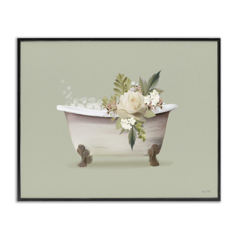  Floral Rose Tub Framed Giclee Art by House Fenway, 16" H x 20" W, Giclée encadrée noir minuit