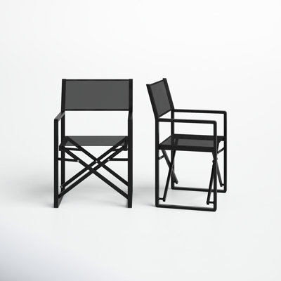 Pangea Home Sunset Set of 2 Aluminum Outdoor Folding Dining Armchairs – Modern Patio Chairs with Rust-Free Frame & Quick-Dry Mesh Seating by AllModern