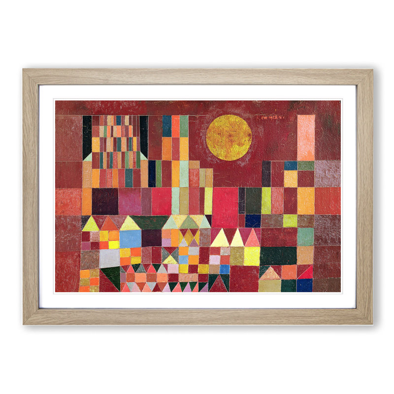 Slot Og Sol by Paul Klee - Picture Frame Painting, 27cm H x 36cm W x 2cm D, Oak Framed