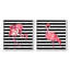 «Bold Striped Flamingo Blossoms», ensemble de 2 impressions sur toile encadrées par Paul Brent-3235000-3234884