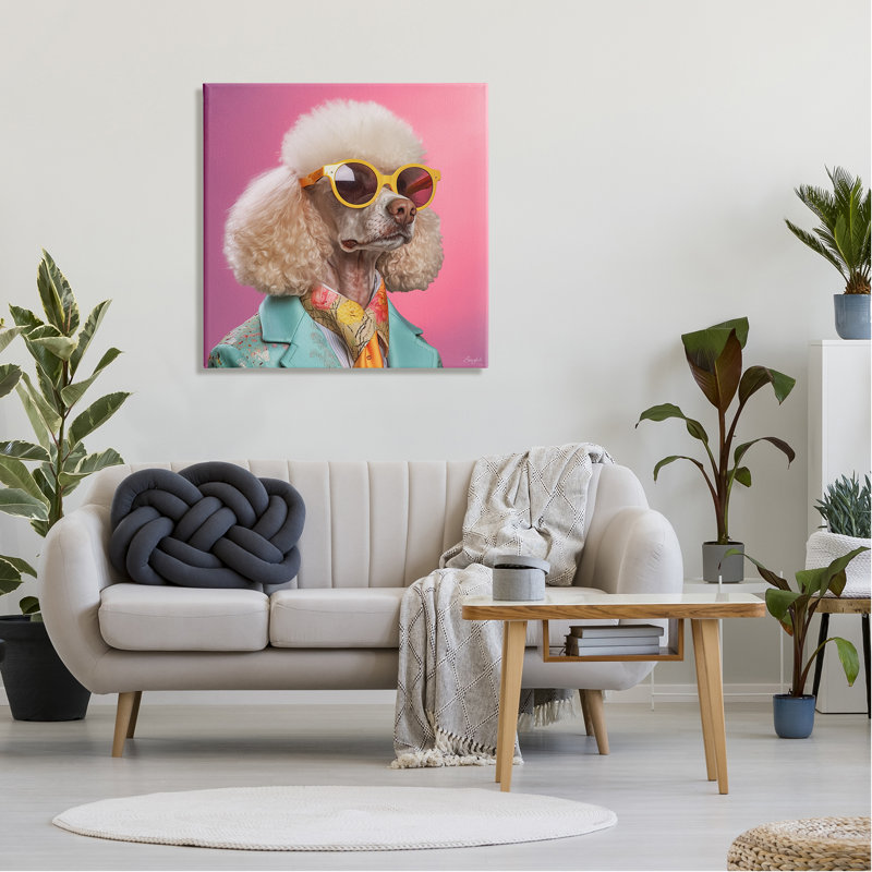 " Stylish Poodle Portrait " by Roozbeh, 30" H x 30" W x 1.5" D