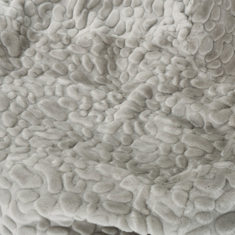 Fauteuil à billes arrondi en fausse fourrure Yasmin, Similifourrure grise / blanche