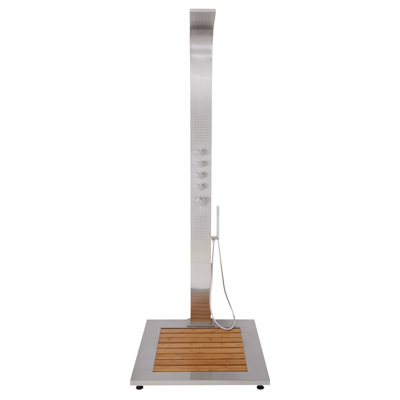 Alvin Outdoor Stainless Steel Shower Panel with Bamboo Tray