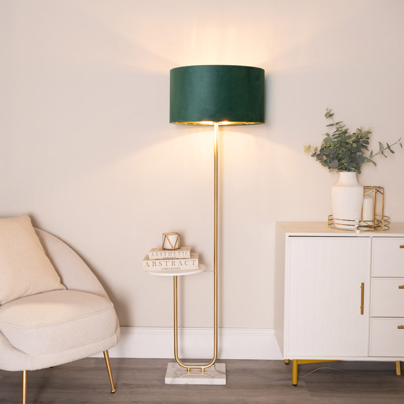 Ahlayla 146cm Traditional Floor Lamp, Brushed/White, No, Green/Gold