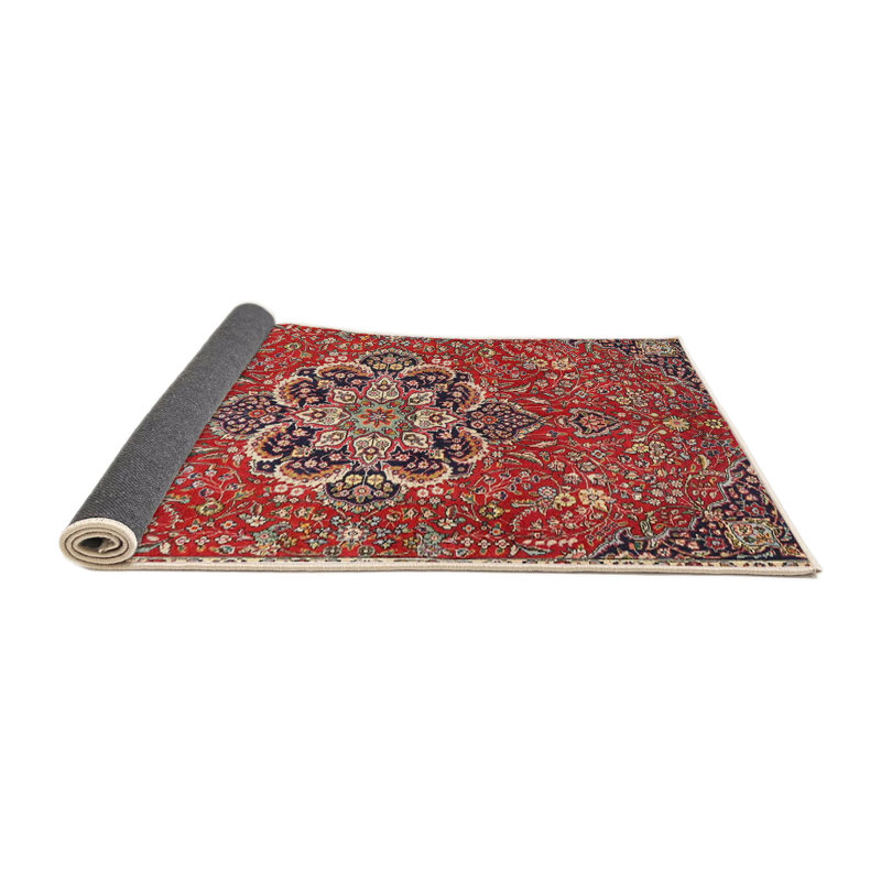 Tapis oriental rouge / bleu foncé / beige, Rond 5 pi
