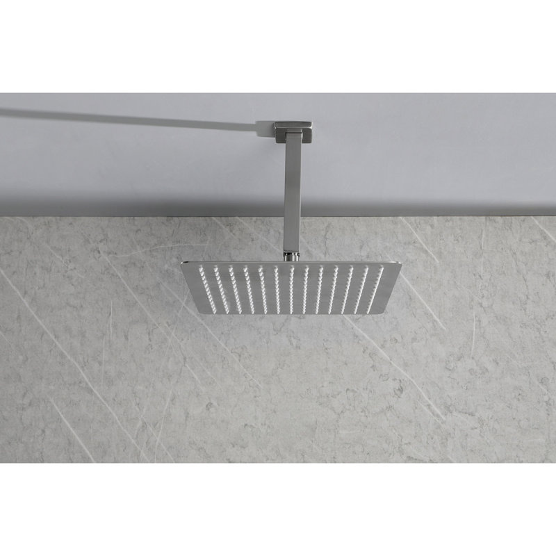 Powerful Showerhead - Stainless Steel, Water Saving, Brushed Nickel, 10" Square, Spray Rain Shower Head 304 Oxidation Resistance, Nickel Finish, 2.5 Gpm