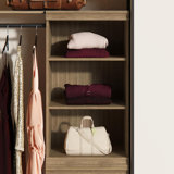 Modular Stackable 3-Shelf Storage Unit With Adjustable Shelves And Decorative Trim For Closet, Office, And Home Organization